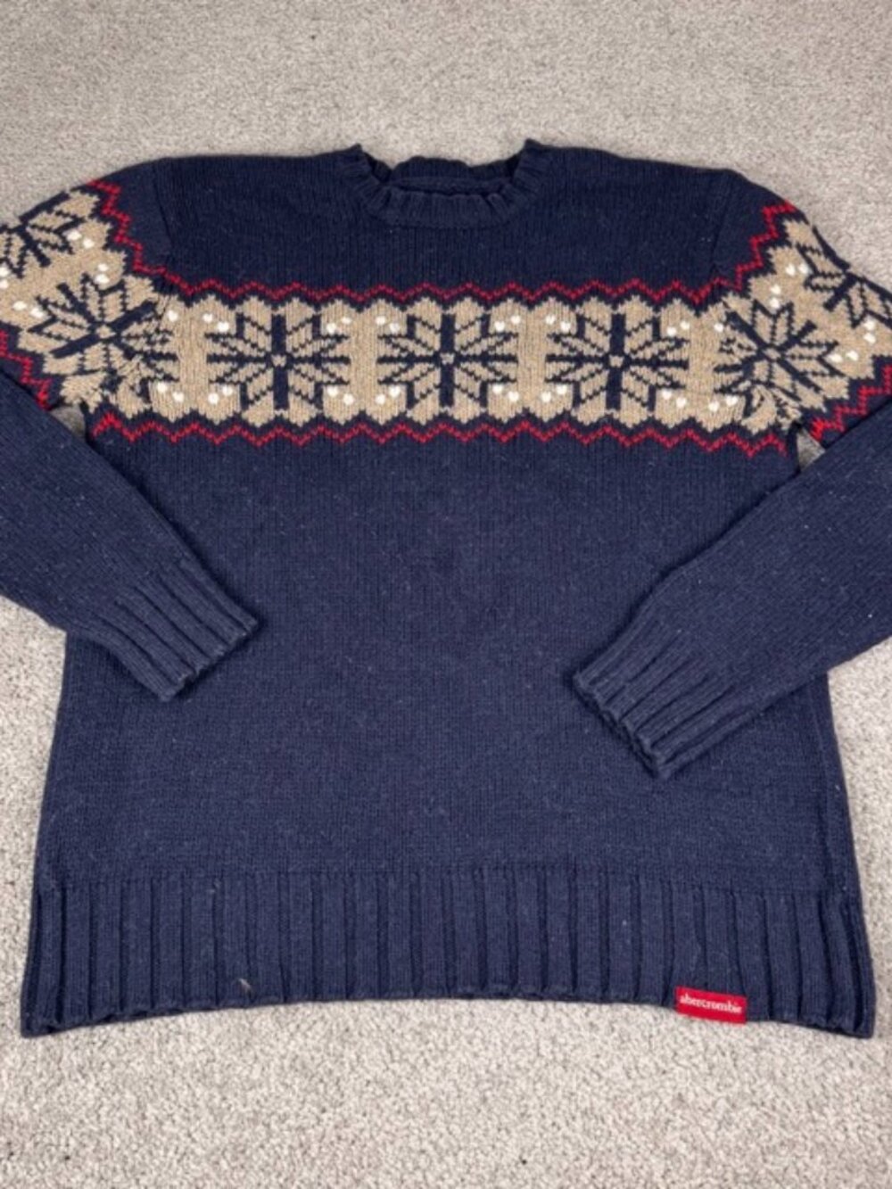 Abercrombie Kids Y2K Crewneck Fair Isle Nordic Sweater Knit Snowflake Boys XL